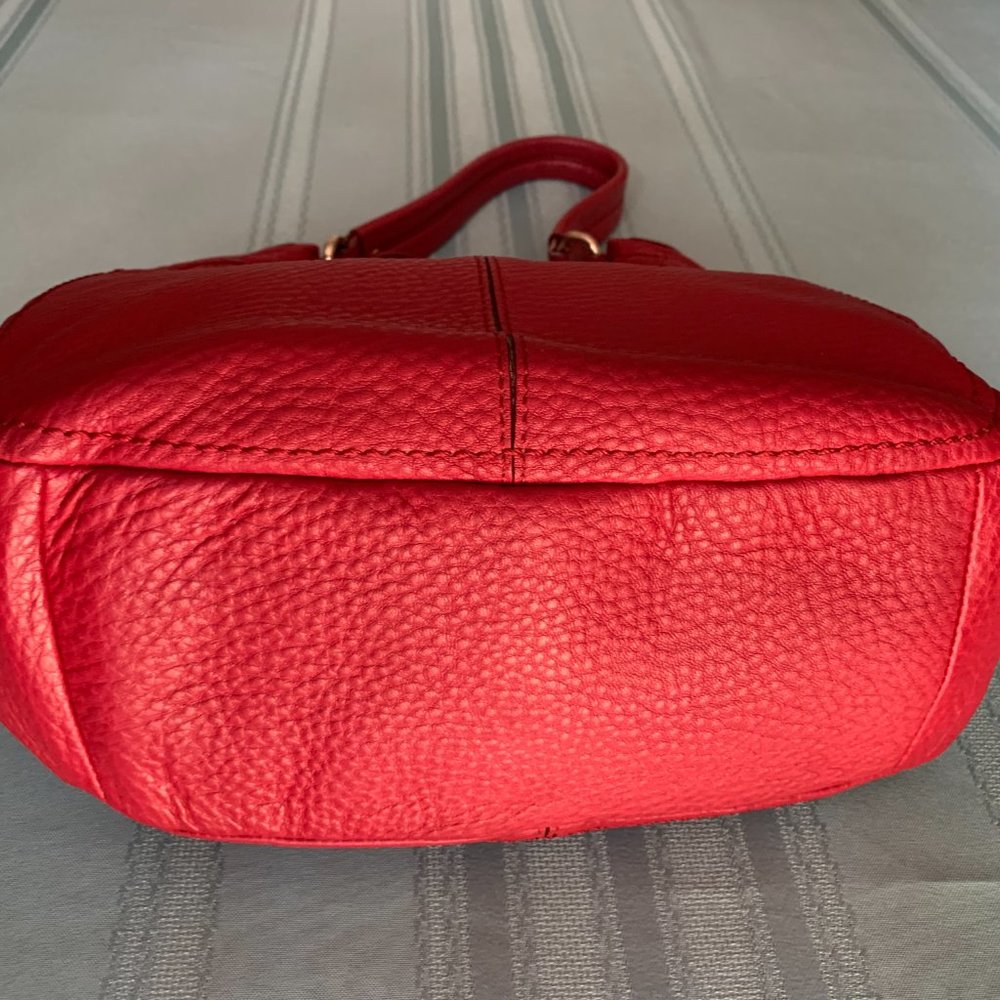 Cole Haan Red Pebble Leather Hobo Bag - Picture 4 of 6